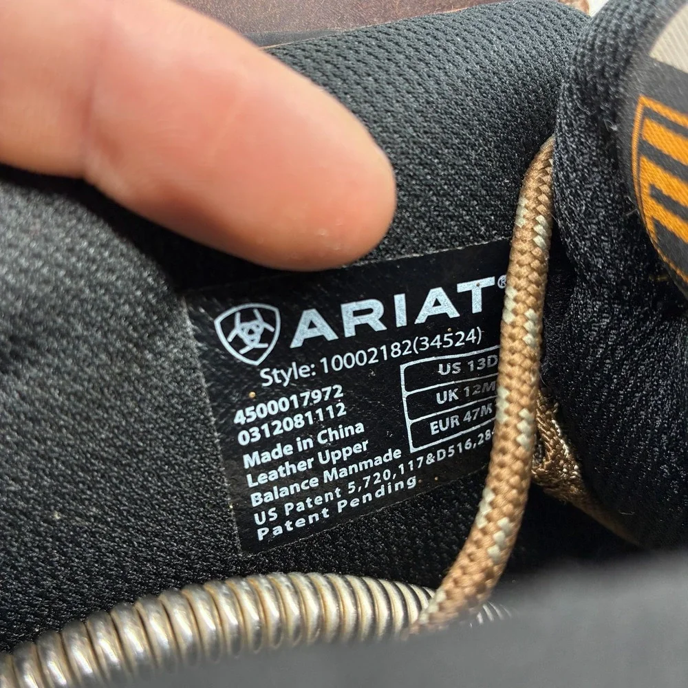 Ariat ATS Terrain Hiking Boots Mens 13 Brown Leather Waterproof Trail 10002182